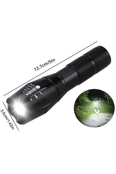 ESMARTER R5T6 black T6 Strong Light Flashlight LED Aluminum Alloy Telescopic Zoom Battery Version Charging Ou