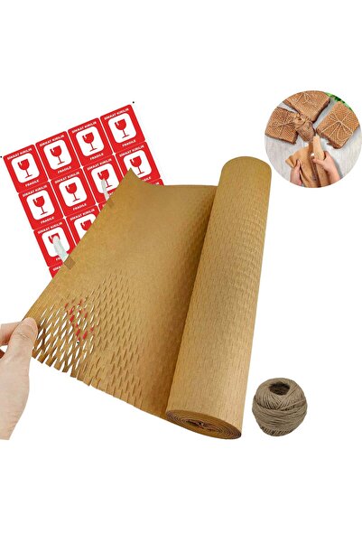 roco paper Kraft Petek Ambalaj ve Paketleme Kağıdı (38CMx50M) ve 20 Adet Kırı...