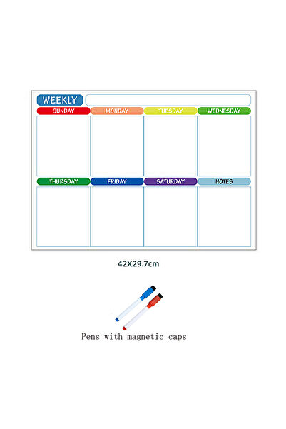 Choice تقويم مغناطيسي أسبوعي مع قلمين للثلاجة مخطط أسبوعي شهري تقويم سبورة بيضاء طاولة جافة