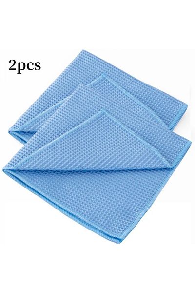 Choice XJ142-blue 2PC Car Wash Towel Glass Cleaning Water Drying Microfiber Window Clean Wipe Auto Detailin