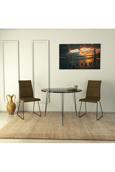 PASİFİC HOME Pasific Home Sandalf Metal Ayaklı Yuvarlak Mutfak Masası, Siyah ...