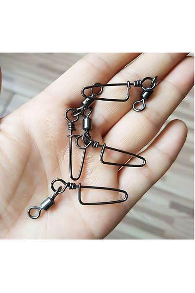 Hokkaido 10Pcs 4/0 Number, Pulls 90kg, Nickel Plated Knip Clip Swivels Rolling Swivel Coastlock Snap.