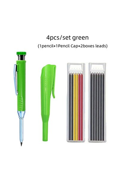 Choice مجموعة أقلام رصاص كاربنتر صلبة خضراء مقاس 2.8 مم مع غطاء قلم رصاص، قلم...