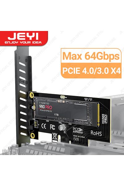 JEYI بطاقة محول PCIe X4 4.0 M.2 Nvme SSD إلى PCIe 4.0 X1، بطاقة توسعة 2280 SSD PCIe X1 لأجهزة الكمبيوتر المكتبية