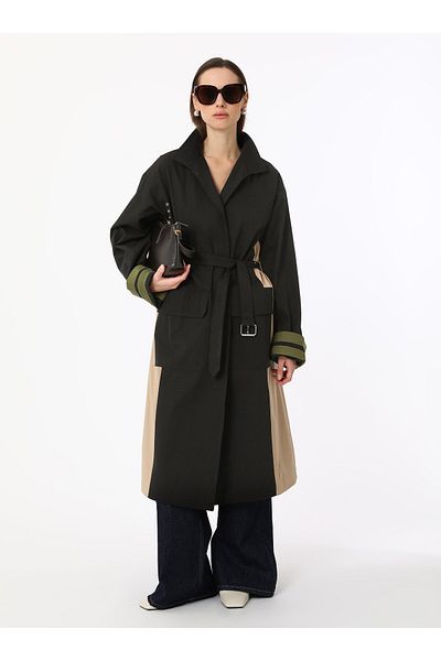 Refka Color Block Trench Coat - Μαύρη Μανσέτα Λεπτομέρεια - Refka