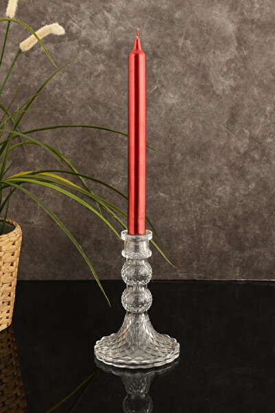 TR Turan Collection HANE Cam Şamdan Orta Dekoratif Krıstal Görünümlü Mumluk Ş...