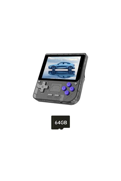 POWKIDDY T black 64GB New POWKIDDY V10 Handheld Game Console 3.5 Inch 480*320 IPS OCA Full Screen Retro Opend