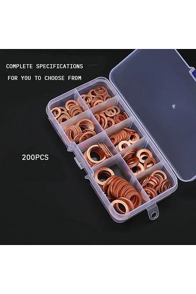 Choice 200pcs Copper Gasket Boxed Multistandard O Shaped Copper Gasket Combination Oil Plugging And Sealing