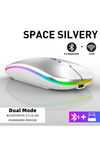 Choice1 Dual Mode Wireless Tablet Phone Computer Bluetooth Wireless Mouse Rechargeable RGB Backlight Mice fo