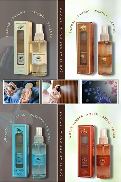 MOUVEMENT 4'Lü Sprey Kolonya Set 100 ml (Yasemin Sandal Okyanus Amber)