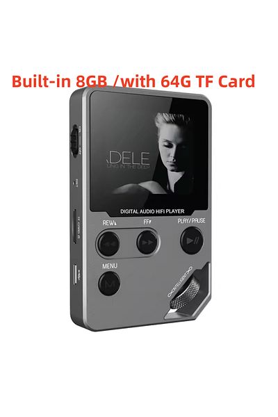 Choice مشغل موسيقى MP3 C5 بسعة 8 جيجابايت مع بطاقة TF بسعة 64 جيجابايت وبلوتوث بدون فقدان للبيانات، وهيكل من سبائك الزنك، وأدوات تحكم دوارة، وسلك