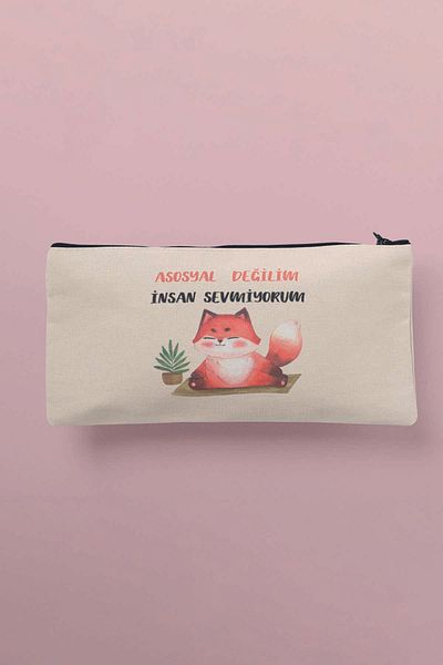 qoeuyl boutique Δεν είμαι ανθρωποκτόνος Δεν μου αρέσουν οι άνθρωποι Νο: 6 Πορτοφόλι με θήκη για στυλό τσάντα μακιγιάζ με στάμπα