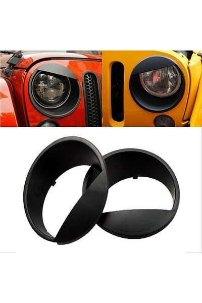 SOYAVISION For Jeep Wrangler Rubicon Sahara Jk Parts Black Bezels Front Light 7" Led Headlight Style Trim C...