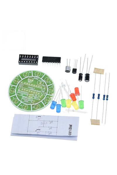 Choice DIY Kits CD4017 Colorful Voice Control Rotating LED Light Kit Electronic Manufacturing DIY Kit Spare