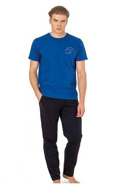 Pierre Cardin Set de pijamale de vară pentru bărbați, 100% bumbac, cu licență, cu mâneci scurte și buzunare