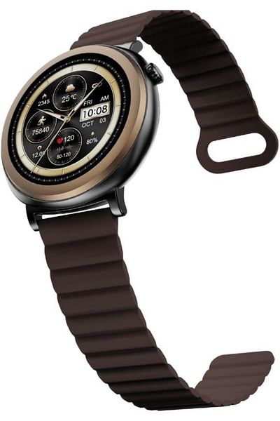 HiFuture Smartwatch, 1.43" Amoled Display, Wireless Calling, Magnetic Strap, Syntra AI, Waterproof, Brown