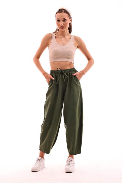 MODAJİN Elastic Waist Dadali Shalwar - Khaki Trousers