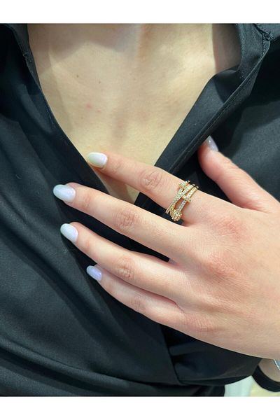 AURA Adjustable ring with zircon stones
