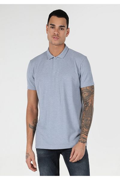 Colin's Tricou albastru cu mânecă scurtă pentru bărbați, cu gât polo, cu croială normală