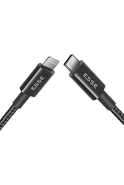 Esse كابل شحن سريع من Lightning إلى Type C - 2 متر | متانة فائقة | مناسب للسفر - أسود