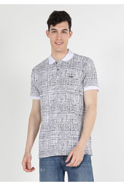 Colin's Tricou alb cu mânecă scurtă pentru bărbați, cu guler polo, cu croială normală
