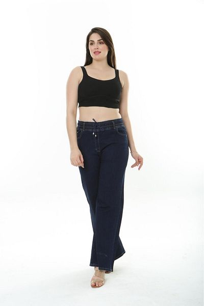 SERRAXXL Palazzo Wide Leg Plus Size Jeans Denim Trousers