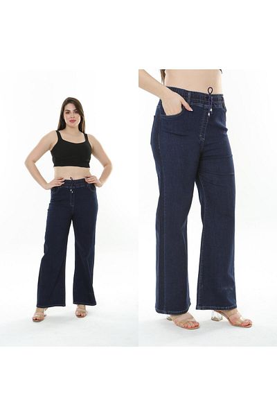 SERRAXXL Palazzo Wide Leg Plus Size Jeans Denim Trousers