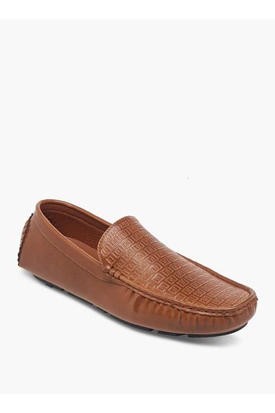 Duchini Men's Monogram Textured Slip-On Moccasins