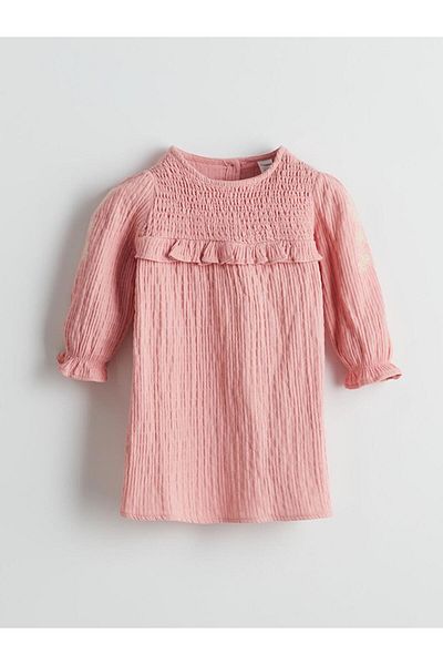 LC Waikiki LCW Kids Green Crew Neck Κοριτσίστικο φόρεμα μουσελίνας