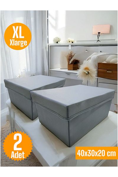 Balkan Room 2 Pieces Flip Lid Cabinet Organizer Box Multi-Purpose Storage Box Xlarge 40X30X20 cm