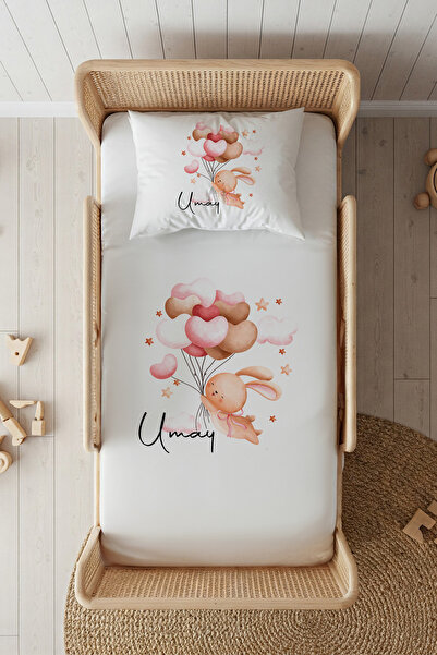 Lilabio %100 Pamuk Saten İsme Özel İsimli 100x200 Tek Kişilik Lastikli Çarşaf...