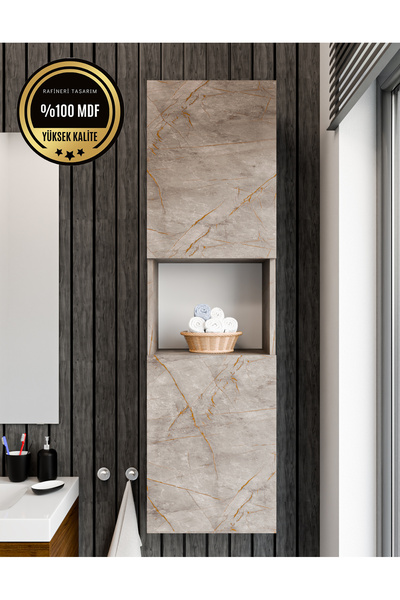 dekor fim DF16101GD Bölmeli, Kapaklı ve Duvara Monteli Banyo Dolabı Çok Amaçl...