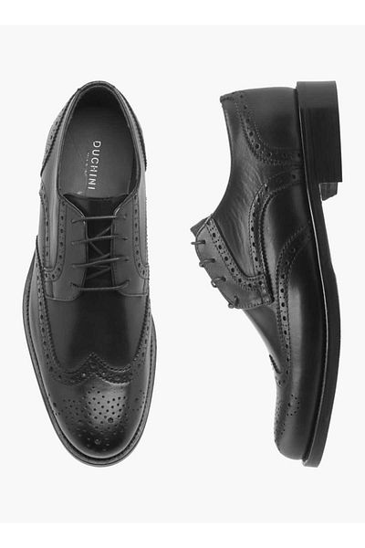 Duchini Men's Perforated Detail Lace-Up Derby Shoes