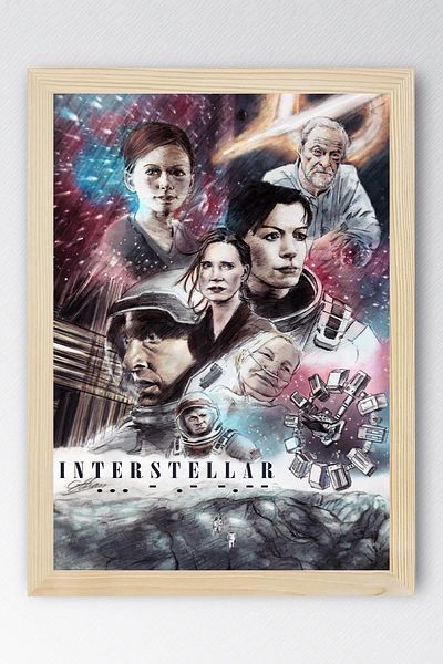 Saturn Interstellar Framed Painting - Interstellar Movie Poster Painting
