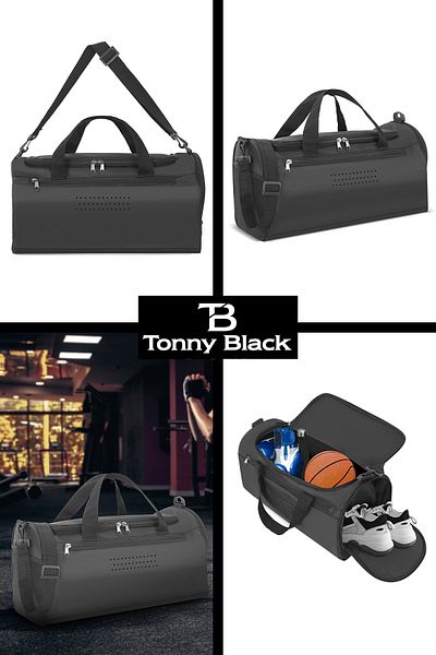 Tonny Black Унисекс обувки с джобове - Голяма спортна чанта за пътуване с отделения