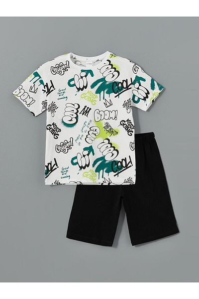 LC Waikiki Lcw Kids Crew Neck Boy's Pajamas Set with Shorts