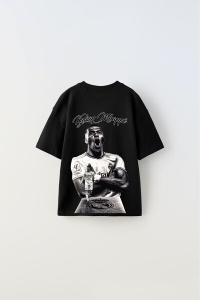 GIA - ART Youth Stars of Euro 2024 Kylian Mbappe Printed Black Children's T-Shirt