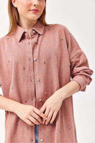 CALİENTE Cămașă cu detalii de piatră de design Dusty Rose