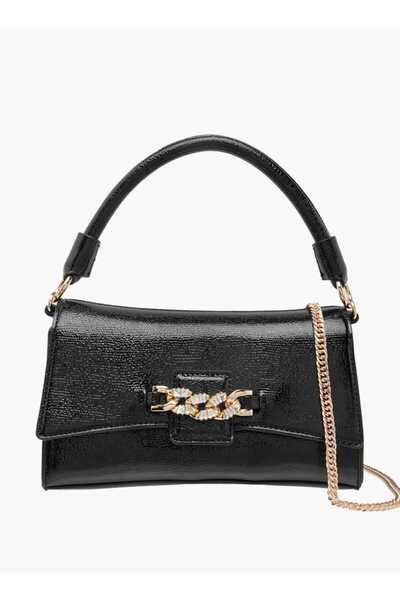 Paprika حقيبة ساتشل مزخرفة بحزام سلسلة وإغلاق بزر مغناطيسي - العرض 8 × الارتف...