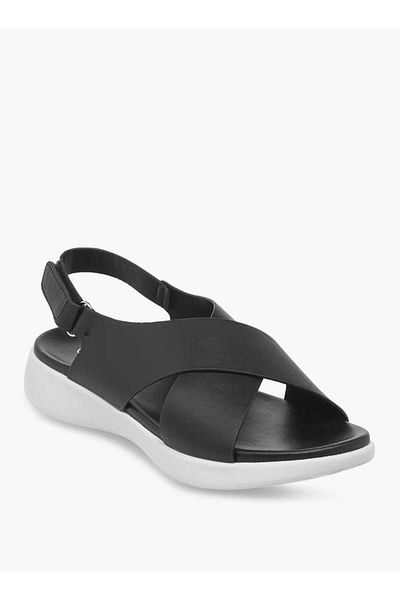 Le Confort Solid Cross Strap Sandals with Hook and Loop Closure