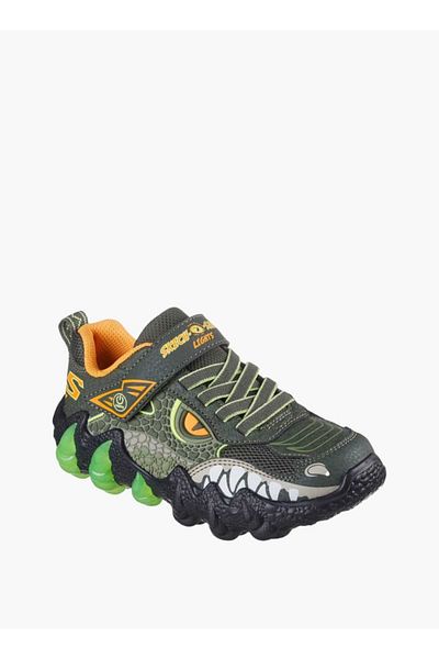 SKECHERS حذاء رياضي مضيء بتفاصيل شعار للأولاد مع إغلاق بخطاف وحلقة - SKECH O SAURUS LIGHTS 2.0