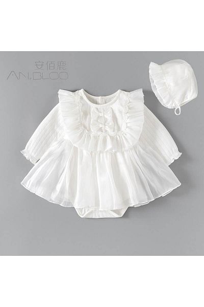 nannie Claudia Girls White Dress - 3-6 months