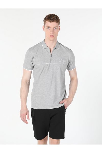Colin's Regular Fit Polo Neck Plain Men's Gray Short Sleeve T-Shirt