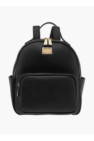 Flora Bella by Shoexpress Flora Bella Monogram Print Backpack with Adjustable Straps and Zip Closure - 23x12x26 cm
