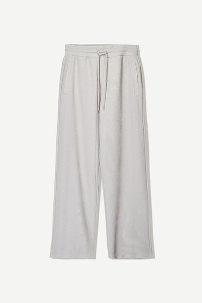 Bershka Wide-leg seersucker trousers