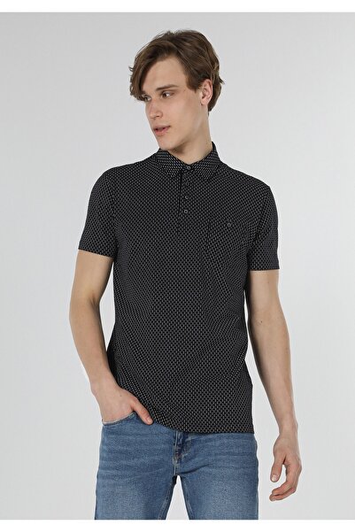 Colin's Regular Fit Polo Yaka Baskılı Erkek Lacivert Kısa Kol Tişört