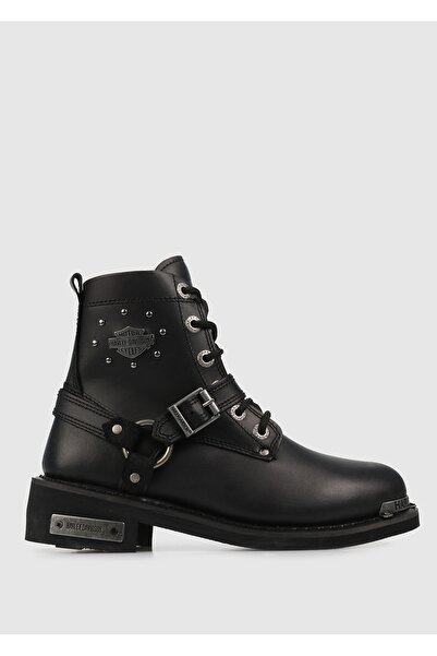 Harley Davidson Becky Siyah Kadın Yağlı Deri Bot 025z100423