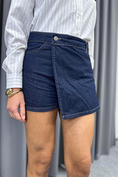 Serica Moda Сині джинсові шорти з застібкою спереду та блискавкою