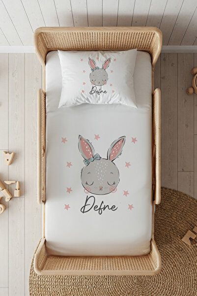 Lilabio %100 Pamuk Saten İsme Özel İsimli 100x200 Tek Kişilik Lastikli Çarşaf...