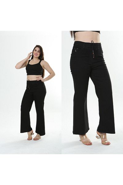 SERRAXXL Palazzo Wide Leg Plus Size Jeans Denim Trousers